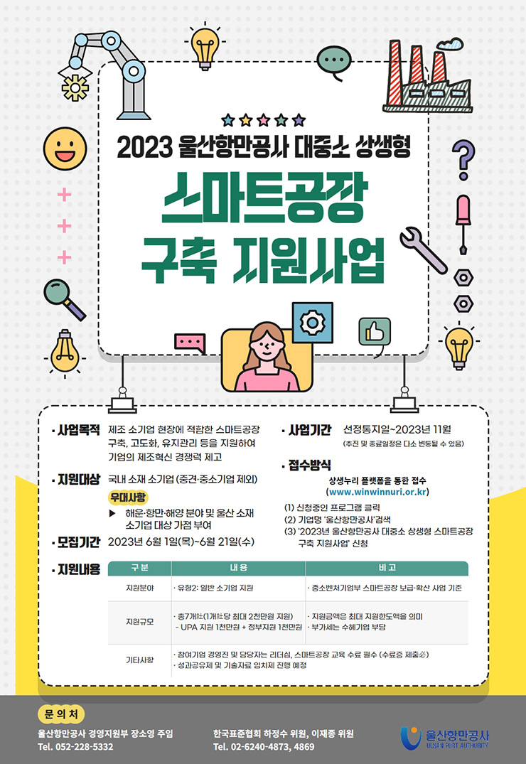 2023년 울산항만공사 대중소 상생형 스마트공장 구축 지원사업 모집 공고